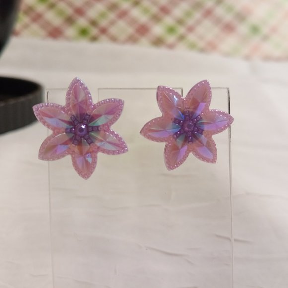 Set of Four Handmade Hand Crafted Flower Stud Earrings Jewelry #48 - Picture 6 of 15